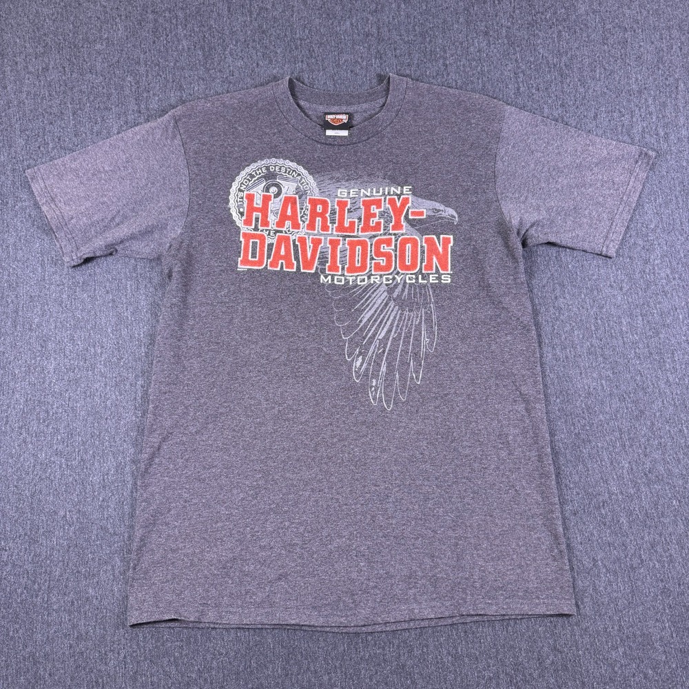 Harley-Davidson Tulsa Oklahoma Eagle T-Shirt Gray L USA Made Biker Tee
